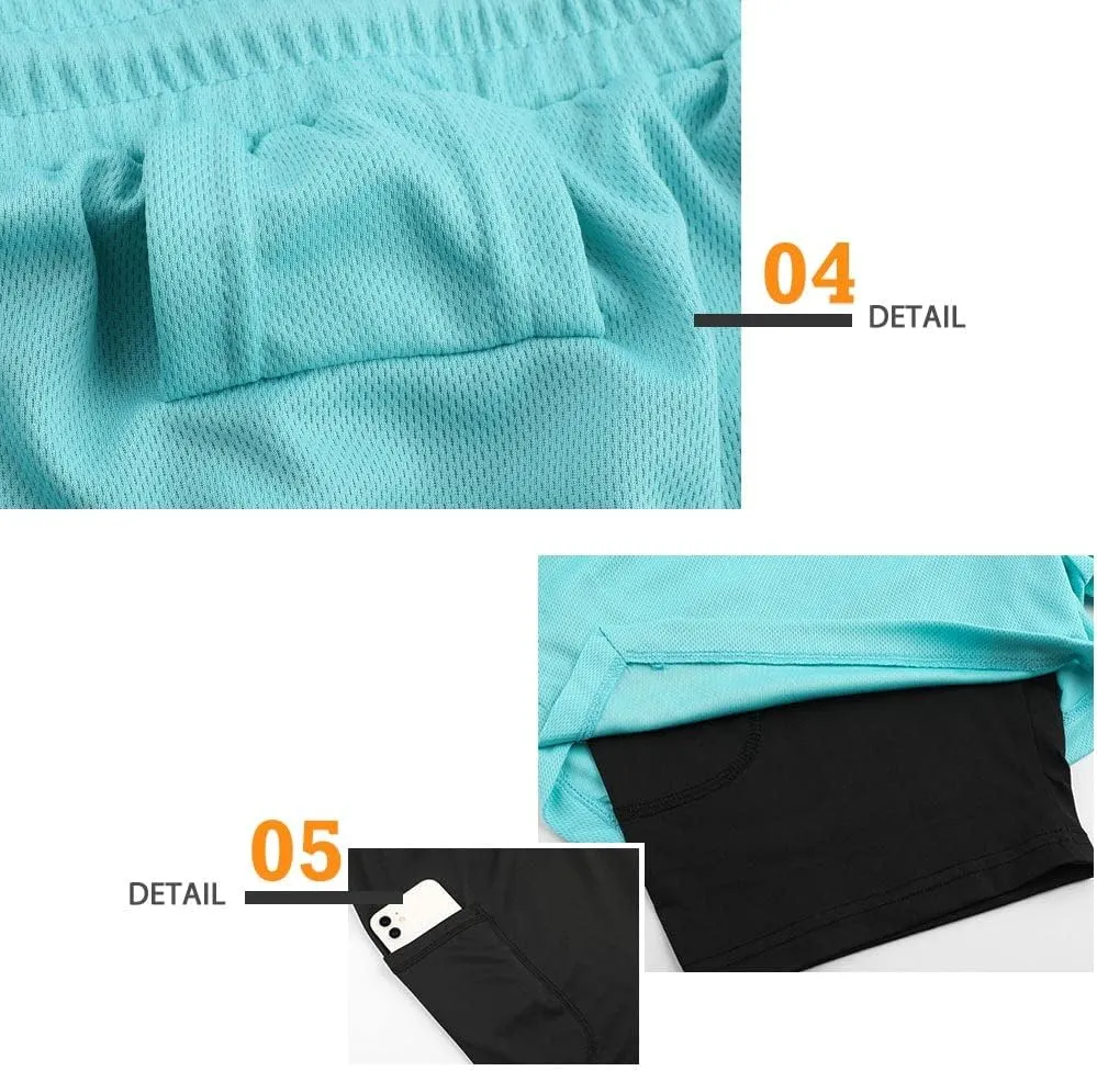 Surenow Men's Running Shorts Quick Dry Workout Gym Shorts Athletic 2-in-1 Stealth Shorts Outdoor Short for Men with Pockets