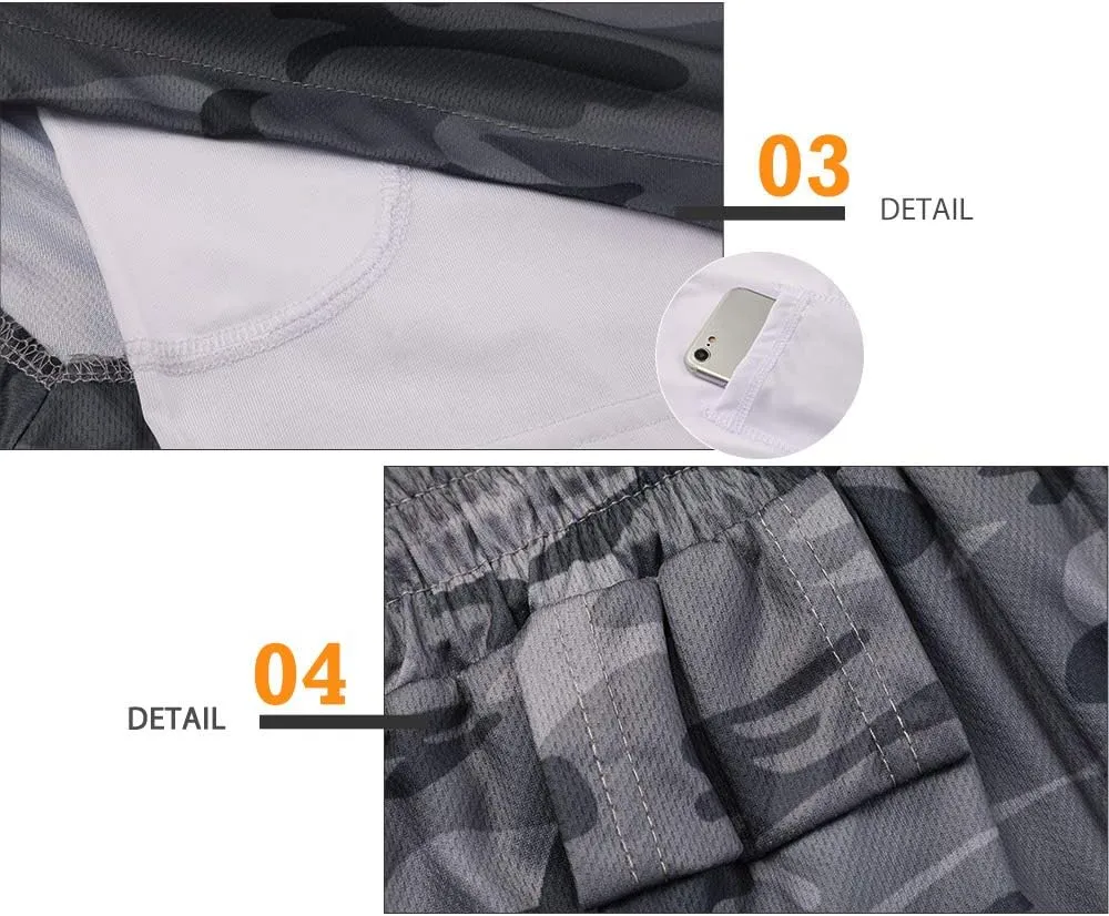 Surenow Men's Running Shorts Quick Dry Workout Gym Shorts Athletic 2-in-1 Stealth Shorts Outdoor Short for Men with Pockets
