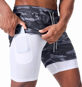 Surenow Men's Running Shorts Quick Dry Workout Gym Shorts Athletic 2-in-1 Stealth Shorts Outdoor Short for Men with Pockets
