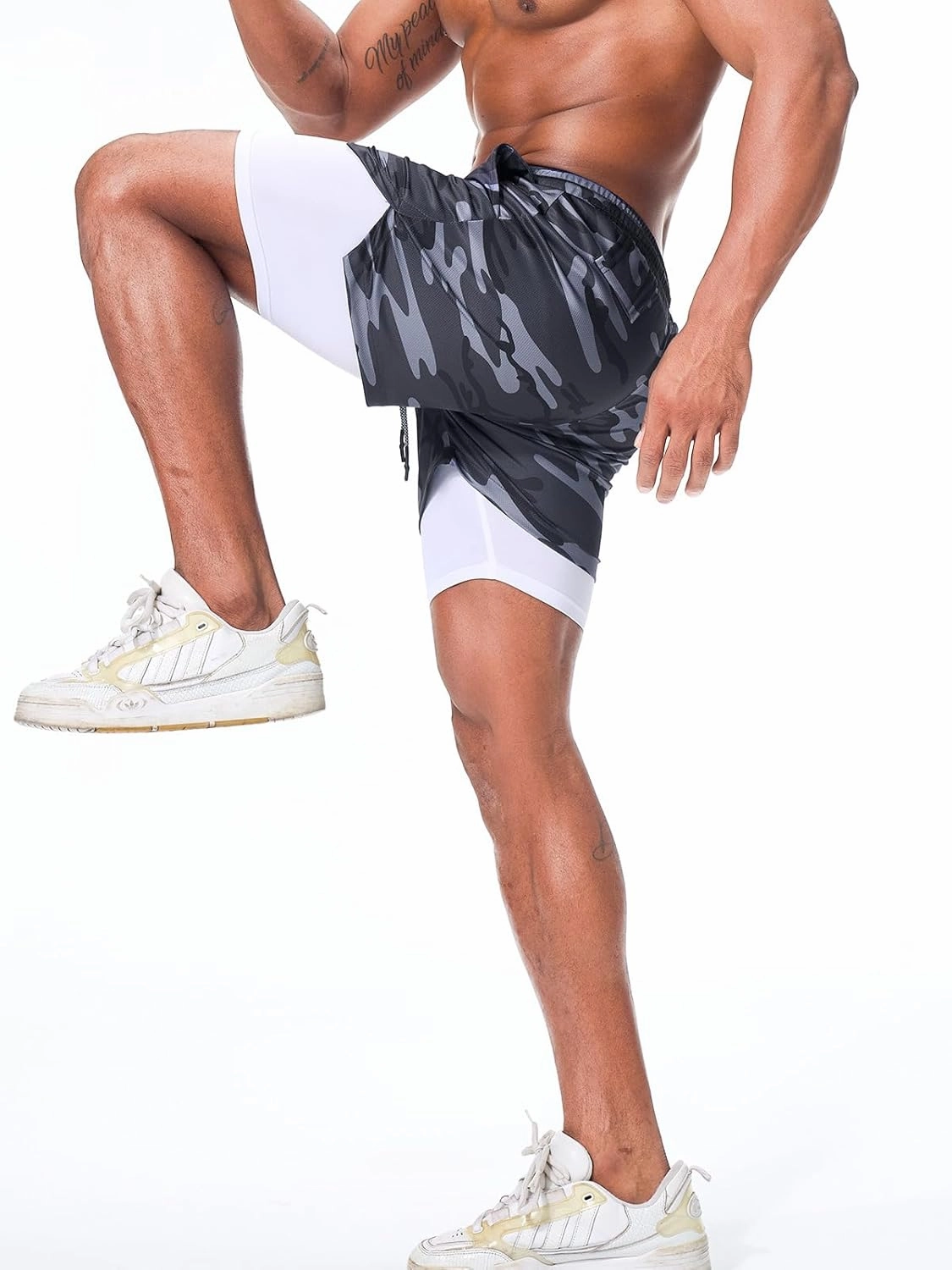 Surenow Men's Running Shorts Quick Dry Workout Gym Shorts Athletic 2-in-1 Stealth Shorts Outdoor Short for Men with Pockets