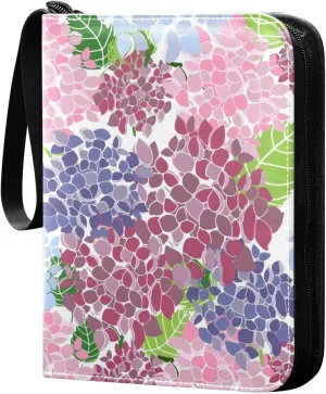 susiyo Colorful Pink Blue Hydrangea Flowers Card Binder 400 Pockets Cute Trading Football Collectible Card Albums