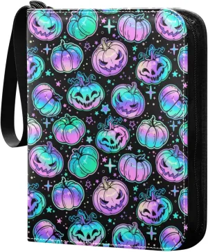 susiyo Halloween Neon Colorful Pumpkins Card Binder 400 Pockets Cute Trading Football Collectible Card Albums