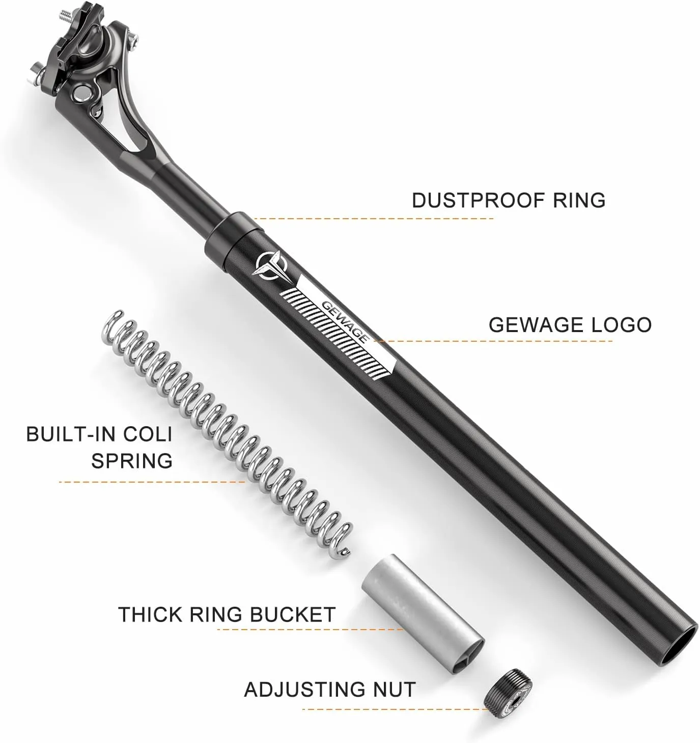 Suspension Seatpost -Shock Absorber Bike Bicycle Seat Post 27.2 30.9 31.6 mm-Aluminium Alloy Adjustable Seat Post for Mountain Bike Road Bikes eBike MTB BMX