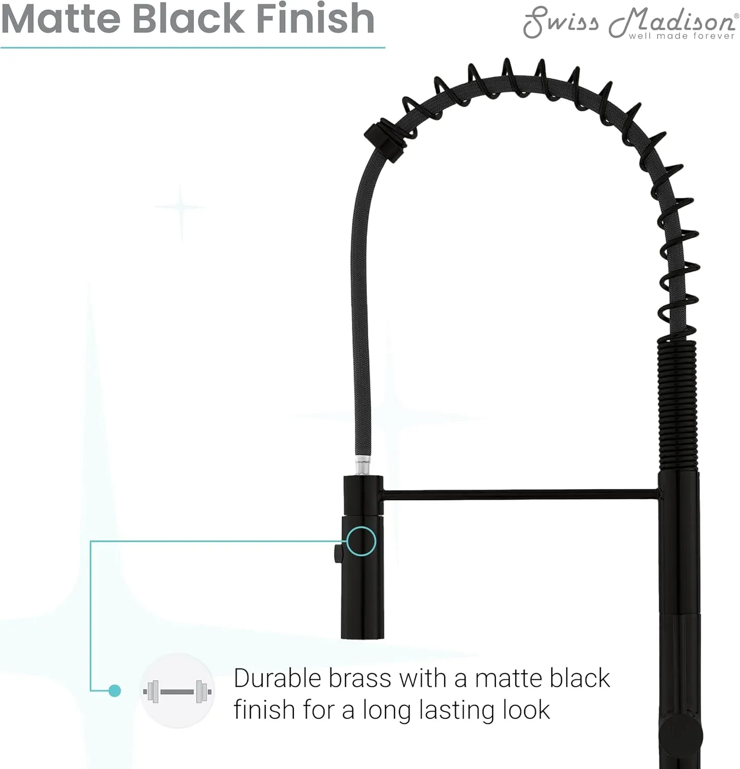 Swiss Madison SM-KF72B Chalet Single Handle, Pull-Down Kitchen Faucet in Matte Black