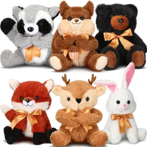 Syhood 6 Pieces Woodland Stuffed Animal 11.8 Inch Plush Toys for Baby Shower Stuffed Woodland Toy Wild Plush Animals for Themed Parties Decoration Teacher Student Achievement Award Birthday Gifts
