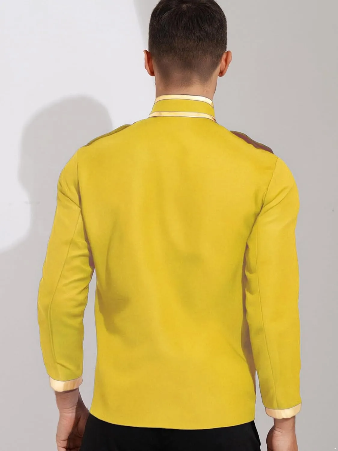 Sywiyi Men's Palace Prince Gold Embroidered Jacket Royal Court Uniform Costume Long Sleeve Tops