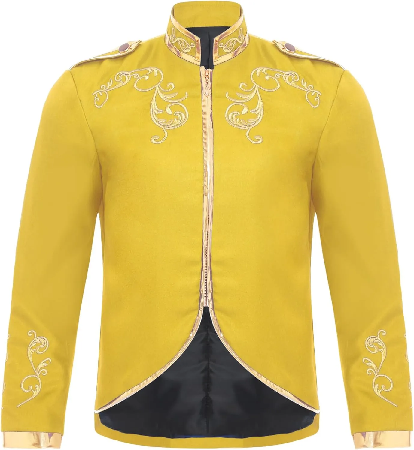 Sywiyi Men's Palace Prince Gold Embroidered Jacket Royal Court Uniform Costume Long Sleeve Tops