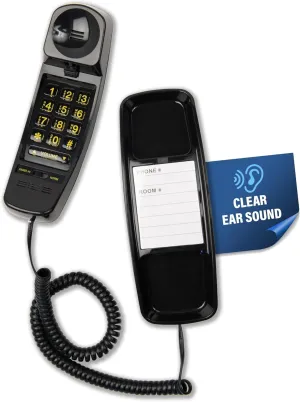 T-4 Full-Featured Trimline Telephone w/Ring/in-Use Light Indicator - Corded Wall Phone w/Full Range Volume Control, Hearing Aid Compatible, Ideal for Hotel, Business & Landline Use- Black