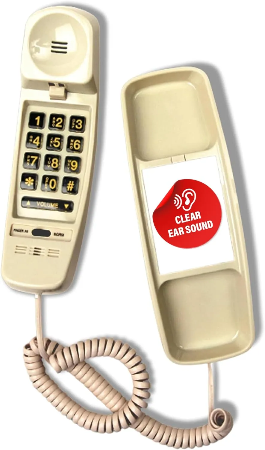 T-4 Full-Featured Trimline Telephone w/Ring/in-Use Light Indicator - Corded Wall Phone w/Full Range Volume Control, Hearing Aid Compatible, Ideal for Hotel, Business & Landline Use- Cream