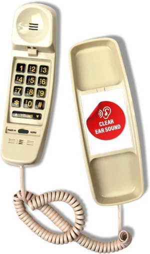 T-4 Full-Featured Trimline Telephone w/Ring/in-Use Light Indicator - Corded Wall Phone w/Full Range Volume Control, Hearing Aid Compatible, Ideal for Hotel, Business & Landline Use- Cream