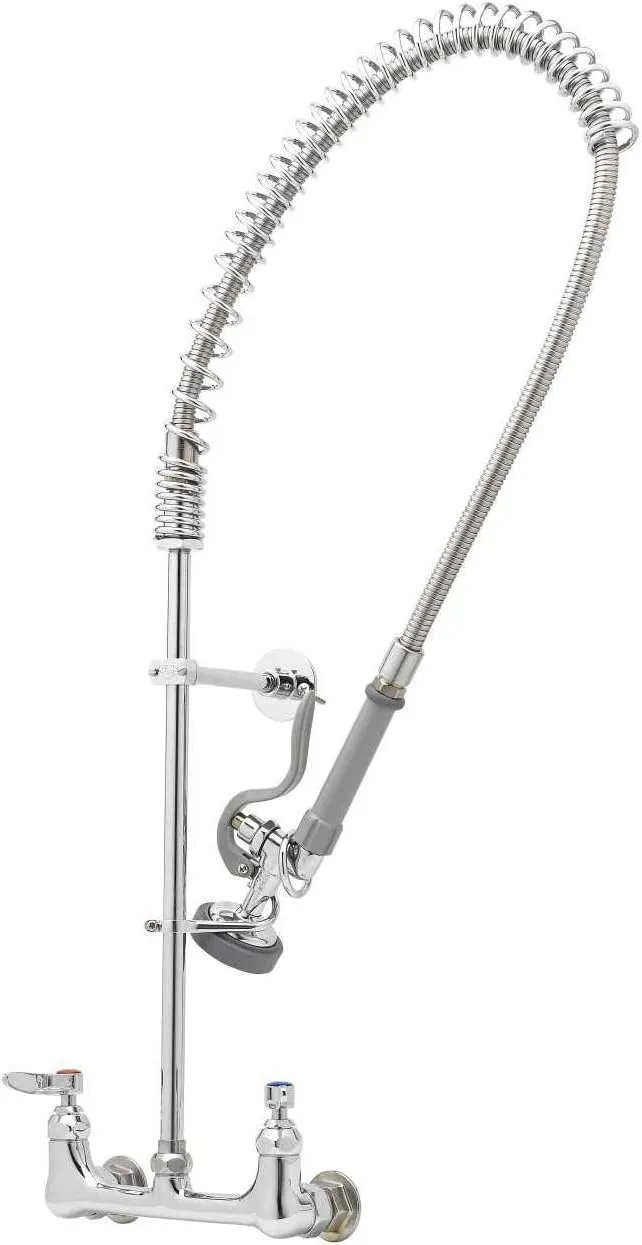 T&S Brass B-0133-B Easy Install Wall Mount Pre-Rinse Faucet for Commercial Kitchens. Includes Wall Bracket and Sprayer Meets New DOE Requirements with a 1.15 GPM Flow Rate (Pack of 1)