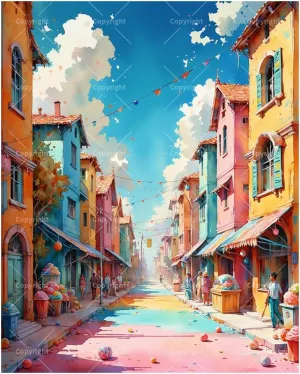 TAOPAOLAB Candy Street Paint by Numbers Kit for Adults - DIY Colorful Candy Town Street Painting on Canvas 16x20 Inches, Acrylic Paint Set, Suitable for Beginners, Art for Home Decoration or Gifts
