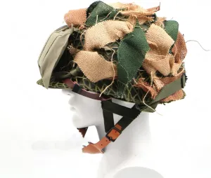 TBQATNTS WWII US Army Paratrooper Air Force M1C Helmet, Double-Layer Retro Steel Helmet, Military Fan Field Helmet, Airborne Helmet with Net/Canvas Chin Strap/First Aid Kit/Camouflage Strip