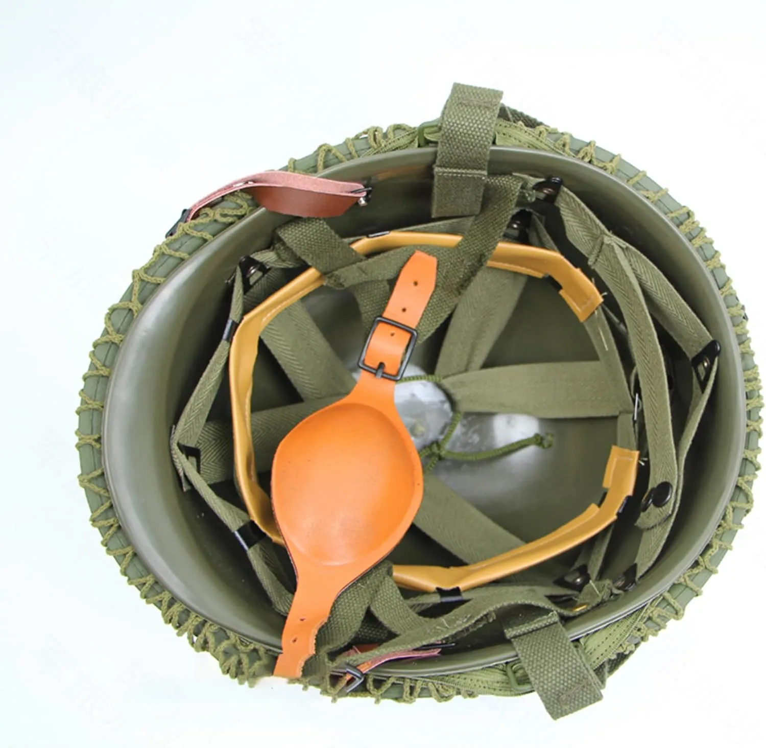 TBQATNTS WWII US Army Paratrooper Air Force M1C Helmet, Double-Layer Retro Steel Helmet, Military Fan Field Helmet, Airborne Helmet with Net/Canvas Chin Strap/First Aid Kit/Camouflage Strip
