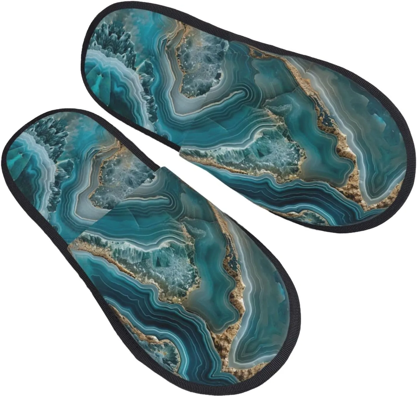 Teal Agate 1 Furry Slippers For Home, Hotel & Office - Plush & Eva, Cozy Indoor Cotton M Sizes