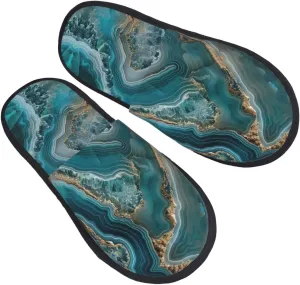 Teal Agate 1 Furry Slippers For Home, Hotel & Office - Plush & Eva, Cozy Indoor Cotton M Sizes