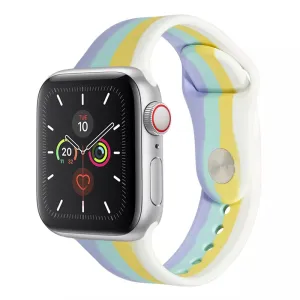 Teal Yellow Painted Stripes Sport Band for Apple Watch