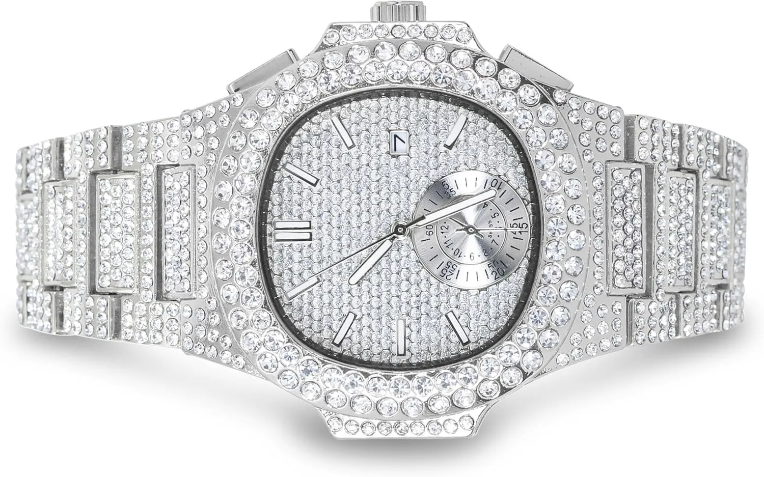 Techno Pave Men's 43mm Fully Iced Out Watch - Luxury Hip-Hop Style, Quartz Movement