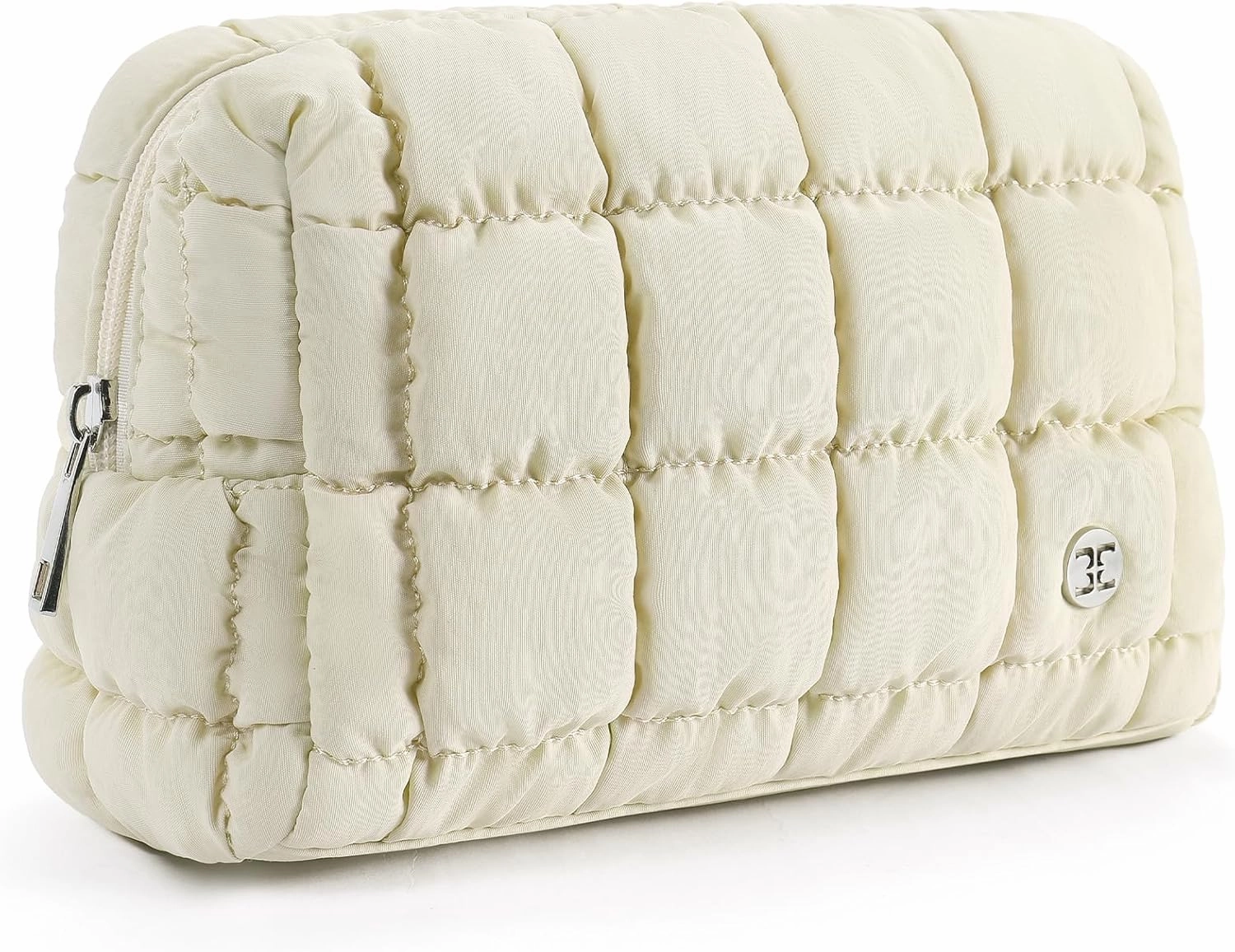 Telena Puffer Makeup Bags for Women, Nylon Puffy Padded Make Up Bags for Women Makeup Organizer Case, Wide-open Makeup Pouch Travel Essentials