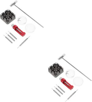 TENDYCOCO 2 Sets Strap Remover Watch Adjuster Link Puller Tweezers Adjustable Spanner Remover Kit Removal Hammer Total