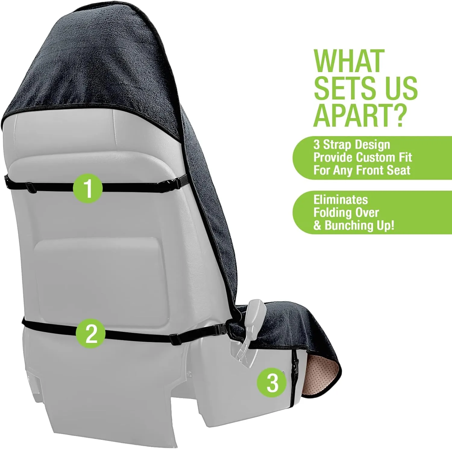 Terry Cloth Sweat Towel Seat Cover; Carseat Towel Protector; Waterproof; Universal Fit for Car SUV Van Truck; EZ fit; Non Slip Grip; Machine Washable; Great for Gym Workout; 1pc Black