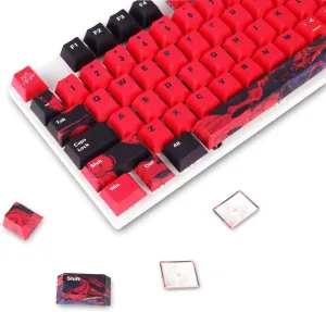 Teru x X-raypad PBT Keycaps - Cerberus Keyboard Key Caps, Customized Low-Profile Shiny-Through Keycaps, 110-Cute Keycaps Set for 82/84/87 Cherry MX Mechanical Keyboard - Red (Single Keycaps)
