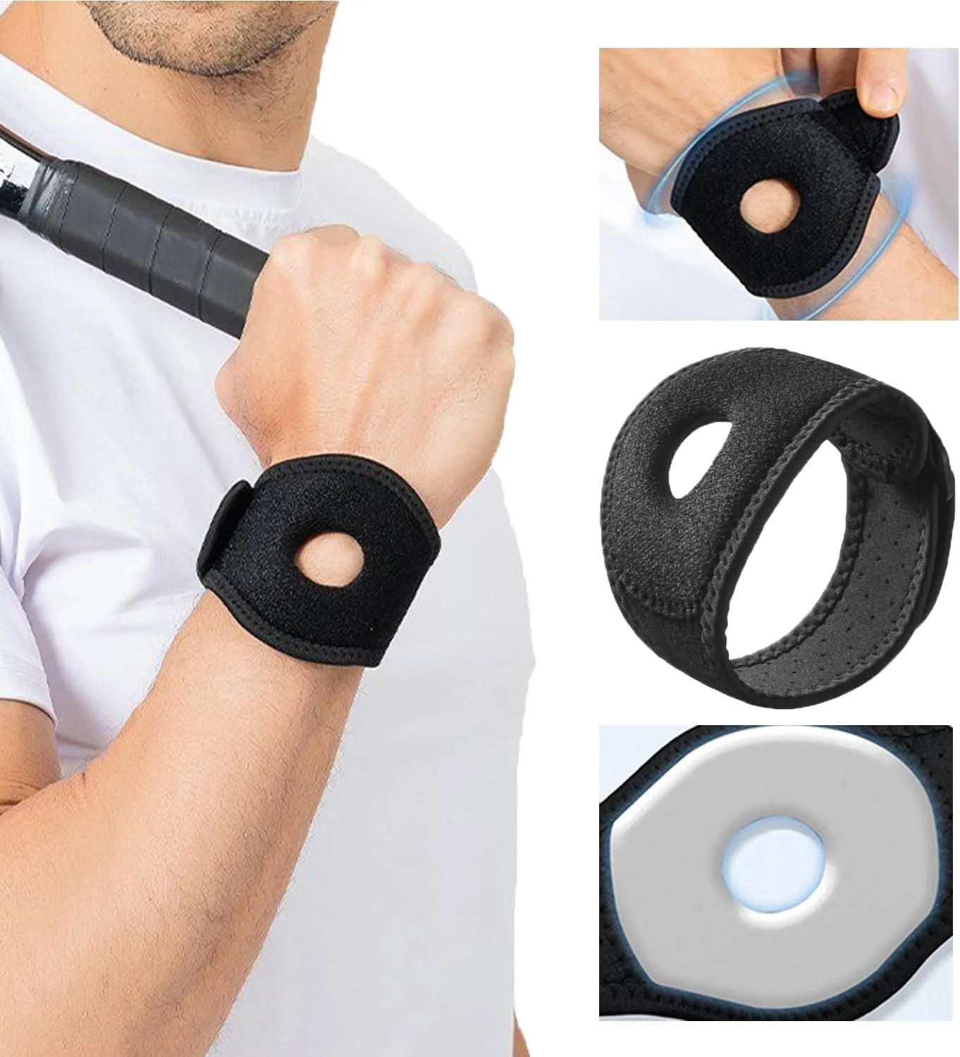 TFCC Wrist Brace for Ulnar Pain Relief & Wrist Wraps – Adjustable Wrist Wraps. Wrist Support with Shock-Absorbing Silicone Pad | Universal Black Brace for TFCC Tear, Tendonitis, RSI (Sports & Recoverys)