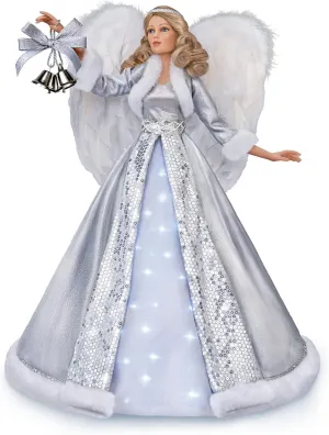 The Ashton-Drake Galleries Carol of The Bells 2-Foot Tall Illuminated Musical Angel Portrait Doll Featuring A Custom-Designed Ensemble with Silver Metallic Satin & Sequins