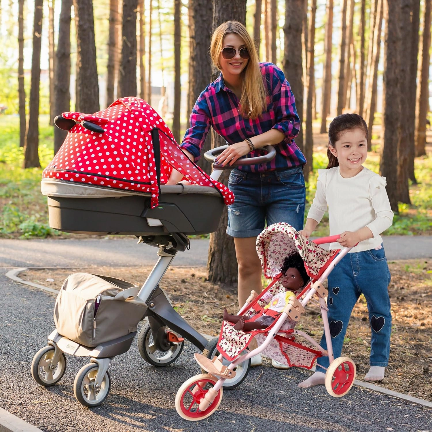 The New York Doll Collection Baby Doll Stroller for Dolls | Play Toy Toddlers 3 Year Old Girls Gift Push Pram Dolls, Babydoll Jogger Carriage (Quality Floral Print)