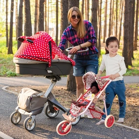The New York Doll Collection Baby Doll Stroller for Dolls | Play Toy Toddlers 3 Year Old Girls Gift Push Pram Dolls, Babydoll Jogger Carriage (Quality Floral Print)