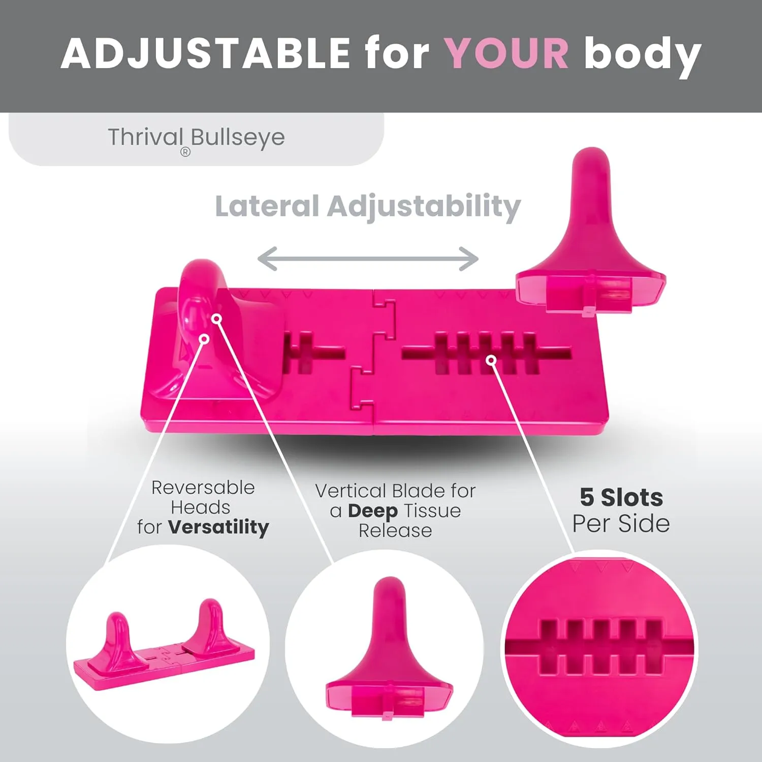 Thrival Bullseye - Precision Psoas Muscle Release Tool for Hip Flexor, Back, Hamstring, Glute, Iliacus, and Neck Pain - Deep Tissue, Trigger Point, and Myofascial Release - Pink