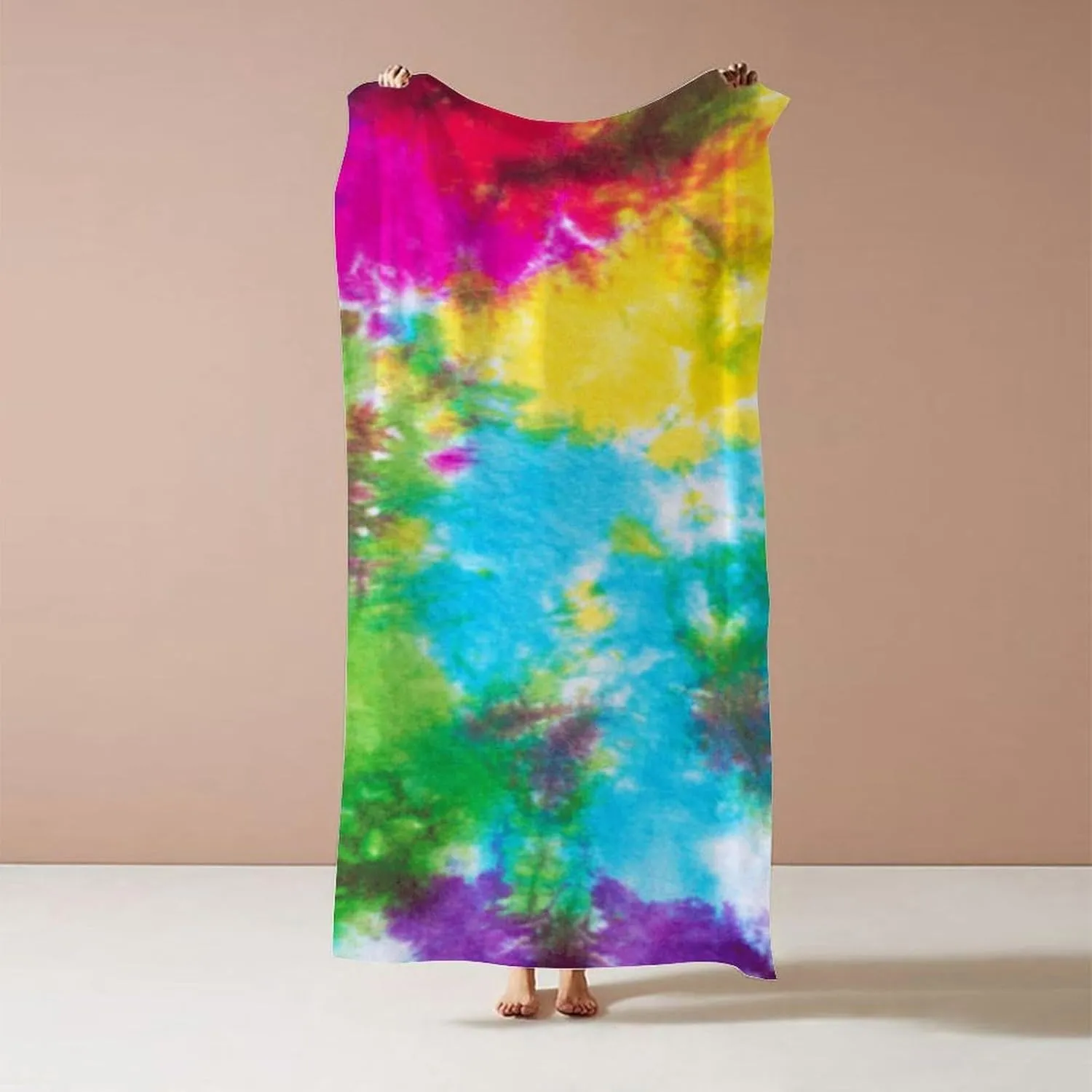 Tie Dye Travel Towel Adventures Tie Dye Rainbow Spiral Large Easy Pack Beach Towel Pack - Bathroom Bath Towel Customized Him Her Kids, 52 x 32 Inch