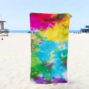 Tie Dye Travel Towel Adventures Tie Dye Rainbow Spiral Large Easy Pack Beach Towel Pack - Bathroom Bath Towel Customized Him Her Kids, 52 x 32 Inch
