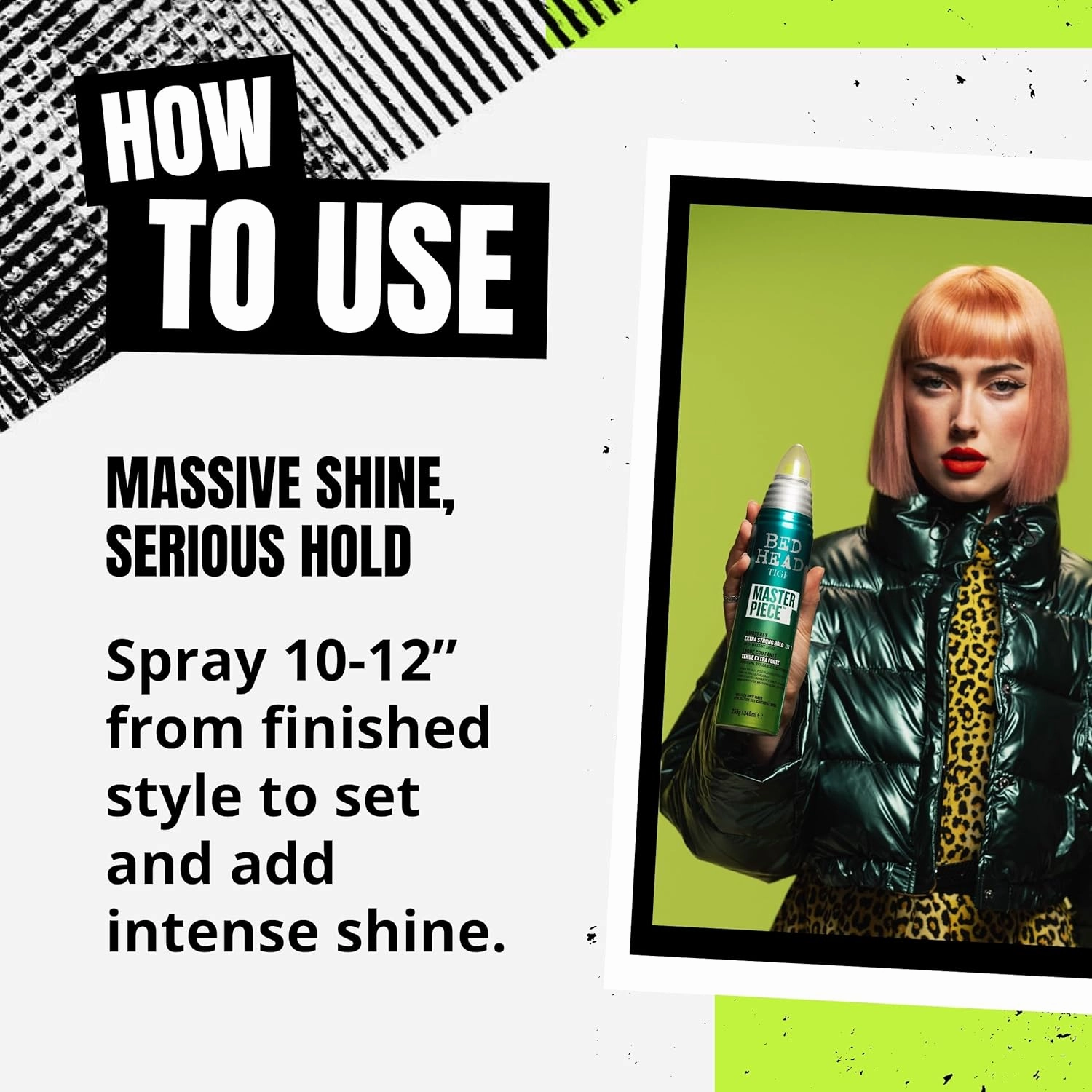TIGI Bed Head Masterpiece Shiny Hairspray with Strong Hold - For All Hair Types - Extra Strong Hold & Shiny Finish - Use on Dry Hair - Premium Hair Care Products for Women & Men - 10.3 oz (6 Pack)