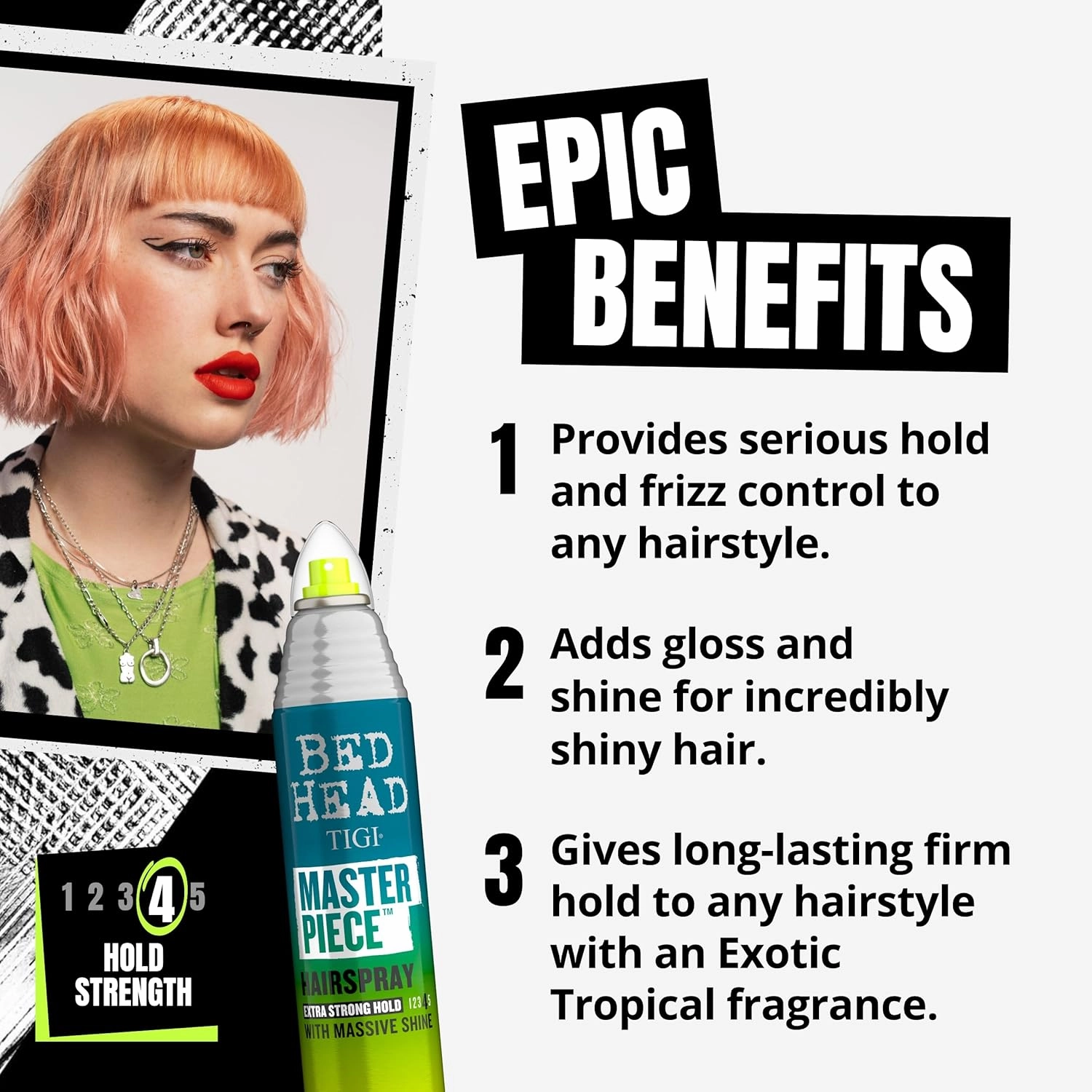 TIGI Bed Head Masterpiece Shiny Hairspray with Strong Hold - For All Hair Types - Extra Strong Hold & Shiny Finish - Use on Dry Hair - Premium Hair Care Products for Women & Men - 10.3 oz (6 Pack)