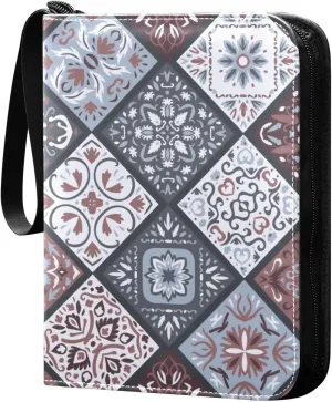 Tiles-colorful-print Trading Card Protectors Holder Collectible Album for Sports Card Collection Storage 400 pockets Game Card Binder