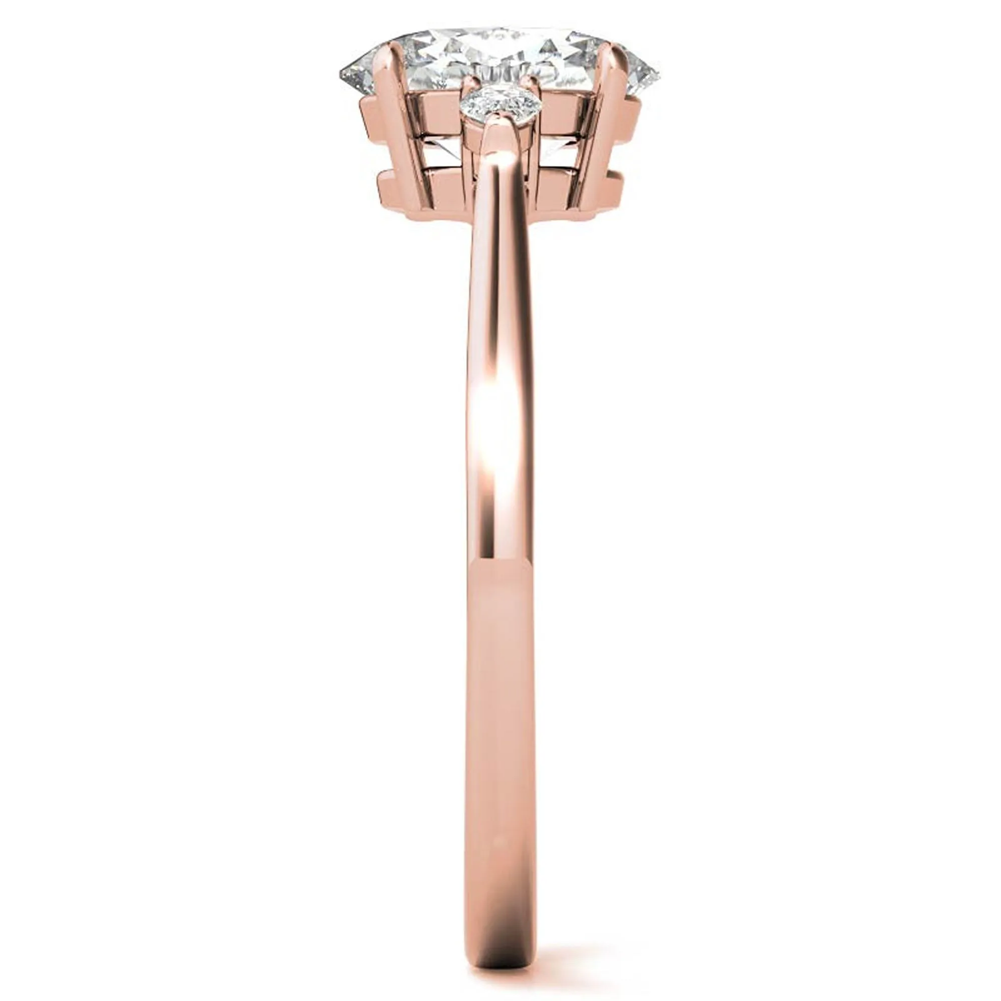 Timeless Classic Sterling Silver Adjustable Three-Stone Oval Cut Zircon Rose Gold Engagement Ring For Women