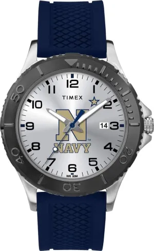 Timex Tribute Men's Collegiate Gamer 42mm Watch – Navy Midshipmen with Navy Silicone Strap