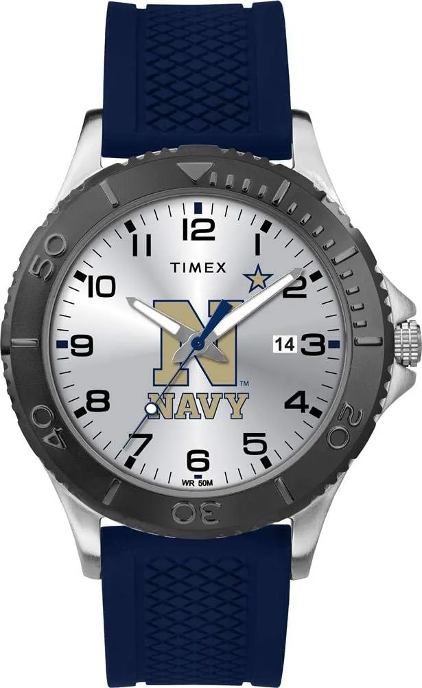 Timex Tribute Men's Collegiate Gamer 42mm Watch – Navy Midshipmen with Navy Silicone Strap