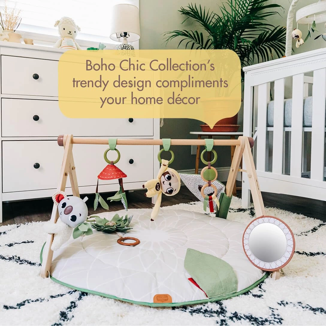Tiny Love Boho Chic Gymini with Mirror and Detachable Toys, Wall Mount, Developmental Gym and Playmat for Babies, Newborns, and Infants