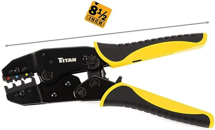 TITAN 11477 Ratcheting Wire Terminal Crimper Tool for Insulated Terminals, Fixed Jaw Crimper