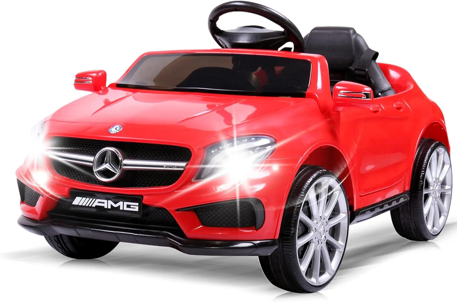 TOBBI Licensed Mercedes Benz Car for Kids,Ride on Cars with 2.4G Remote Control,Double Doors, 5 Point Safety Belt,LED Lights