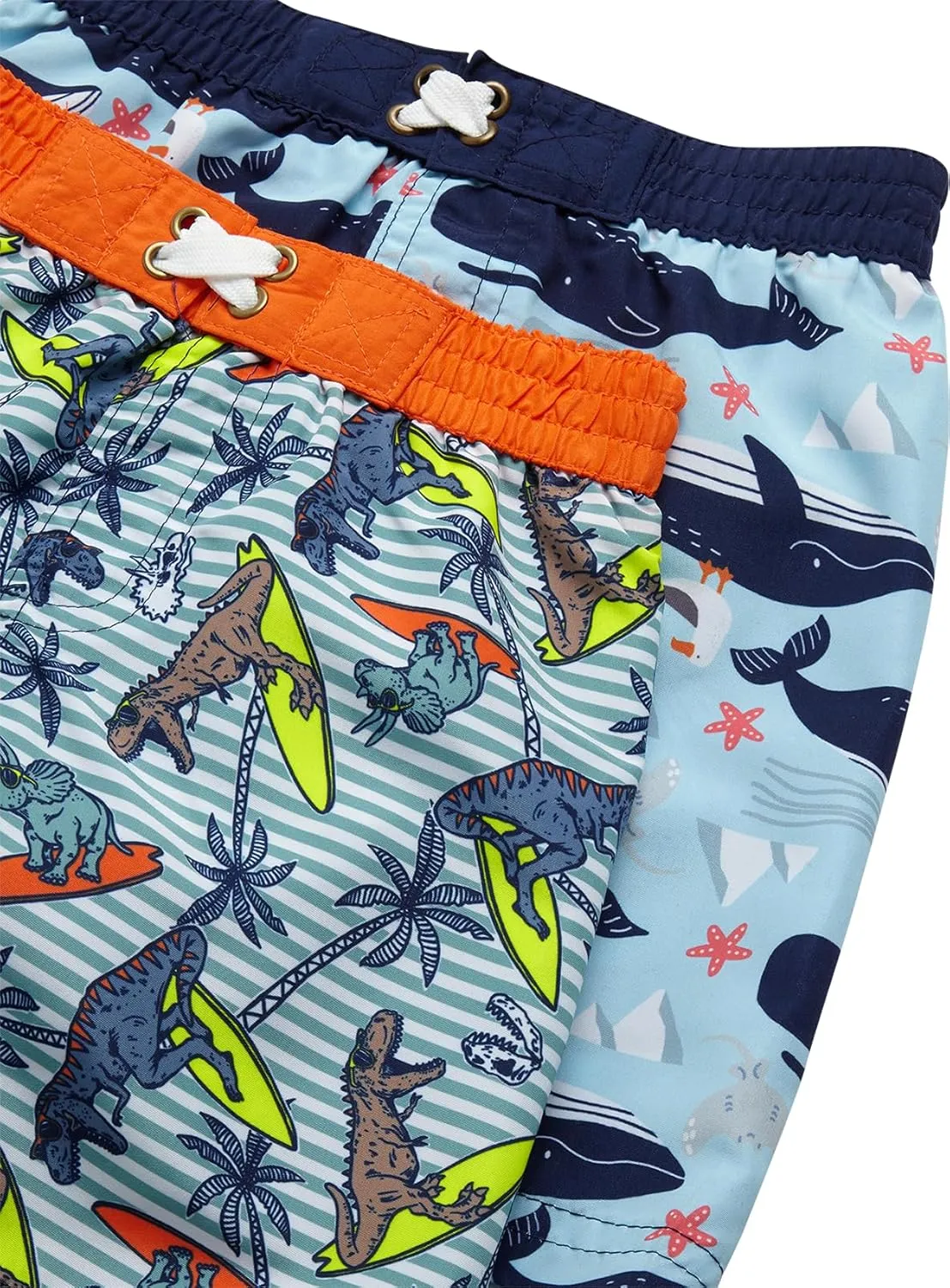 Toddler Baby Boys Swim Set - 4 Piece Swim Trunks and Short Sleeve Rash Guard for Boys Kids Swimwear (Sizes: 12M-7)