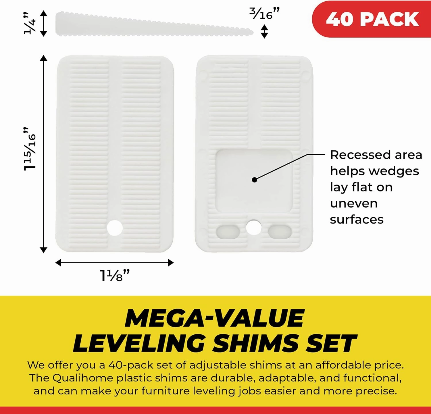 Toilet Shim leverles (40 Pack - Flexible Wdge)