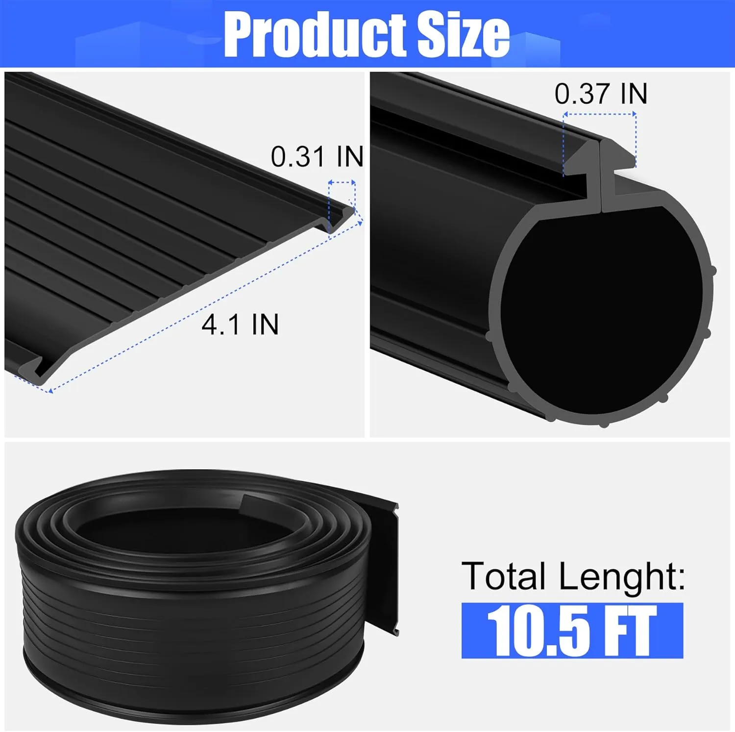 ToLanbbt 10.5FT Garage Door Bottom Seal Strip for Clopay, EPDM Garage Door Rubber Weather Stripping Replacement for Single Slot, Blocks Cold/Hot Winds, Black