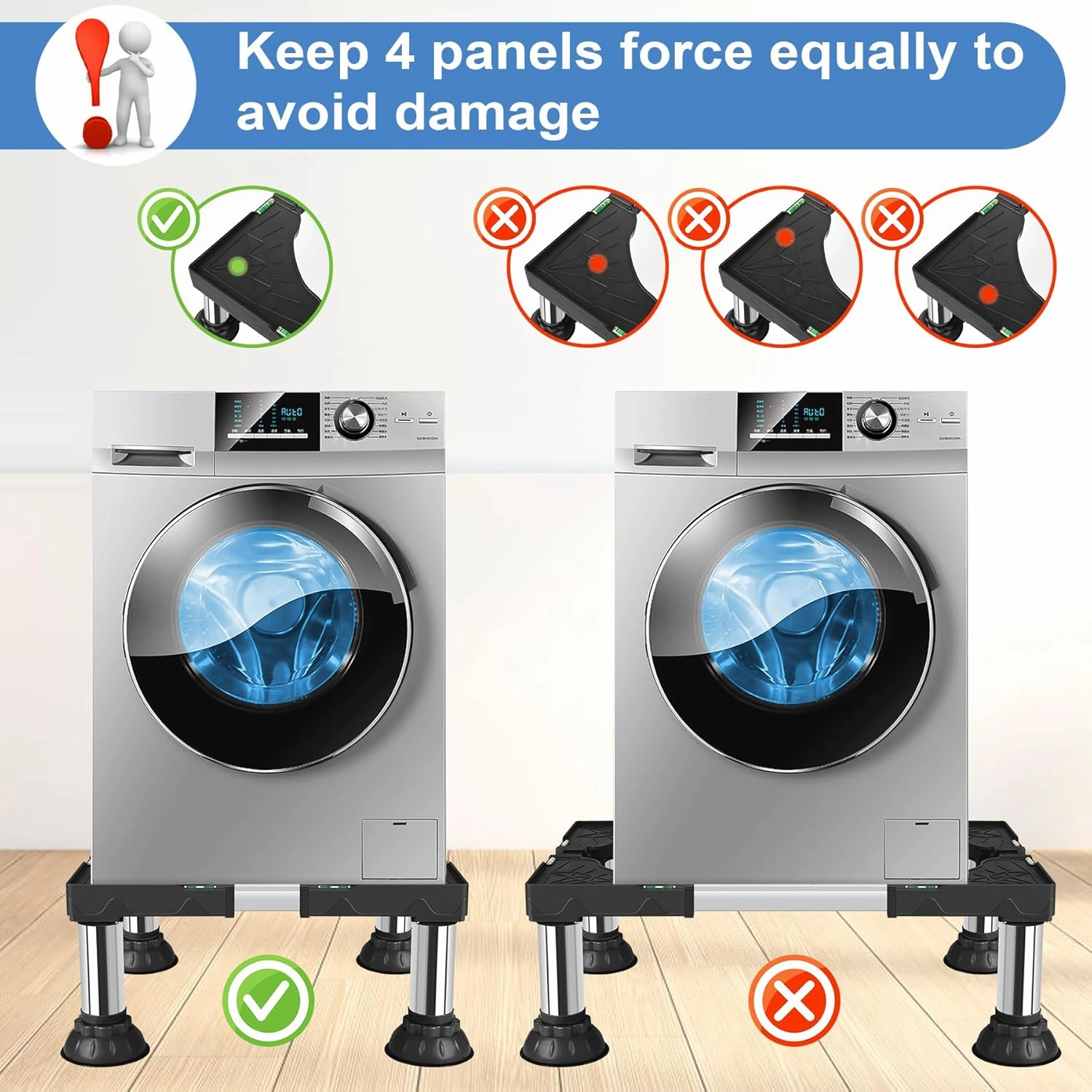 ToLanbbt Mini Fridge Stand Adjustable Height 10.2"-11.4" Washer and Dryer Stand Base with 4 Strong Feet Washing Machine Universal Stand Base for 16"-24" Furniture Portable Appliance Pedestal Black
