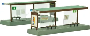 TomyTEC Model Bus Stop - 1/150 Scale, Set of 2, Includes Base, Pillars, Roof, Bench, Requires Assembly, Ages 6 