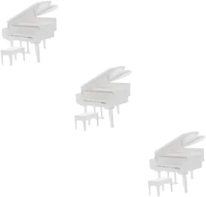 Totority 3sets Miniature Piano and Chair for Dollhouse Decoration Tiny House Piano Ornaments Lightweight Design for Miniature Rooms