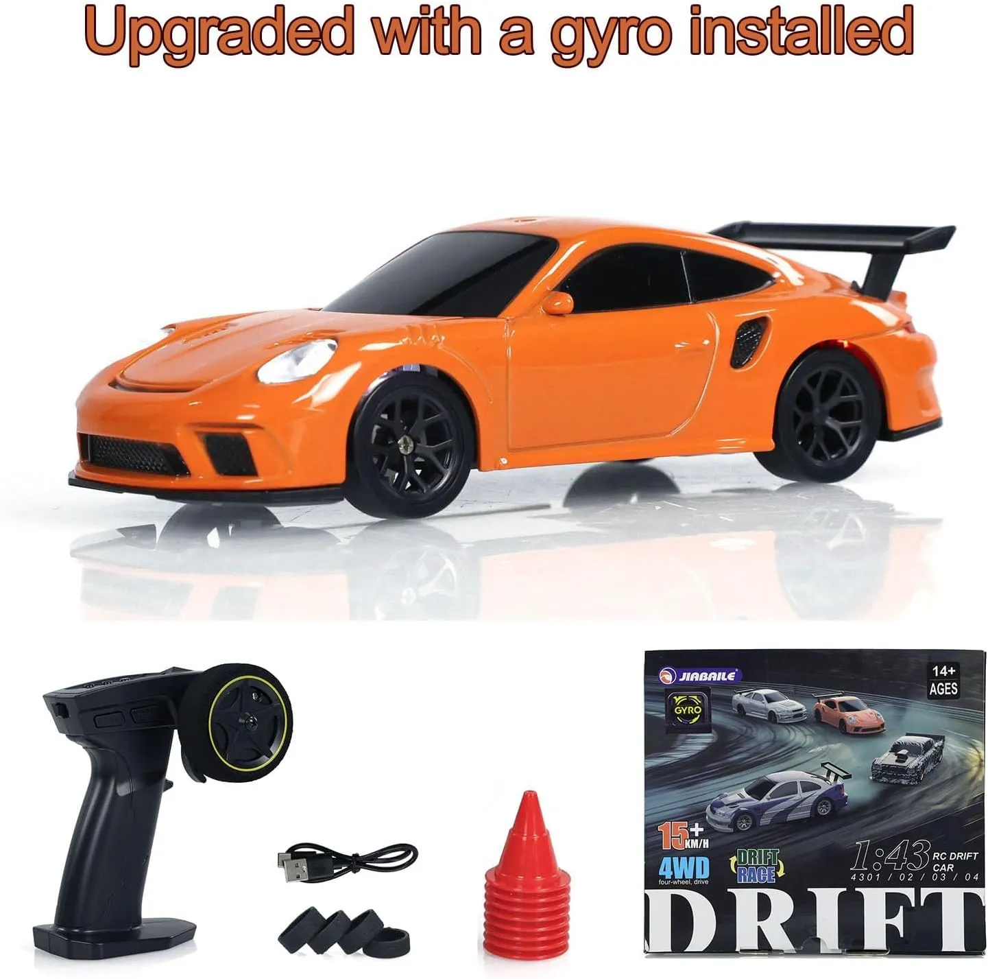 TOUCAN RC HOBBY Radio Control Mini Drift Race Car Gyro Radio Control 1:43 Toy Traffic Cones