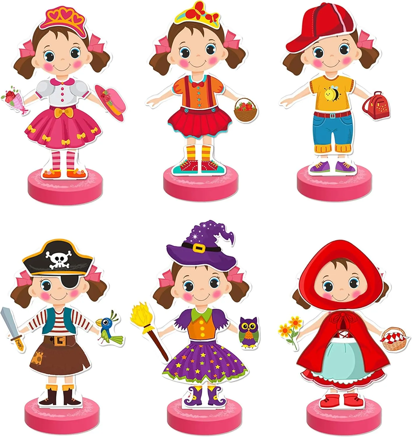 TOYSTER'S Magnetic Wooden Dress-Up Dolls Toy | Pretend Play Set Includes: 1 Wood Doll with 30 Assorted Costume Dress Ideas | Not Your Average Paper Doll | Great Gift Idea for Little Girls 3 